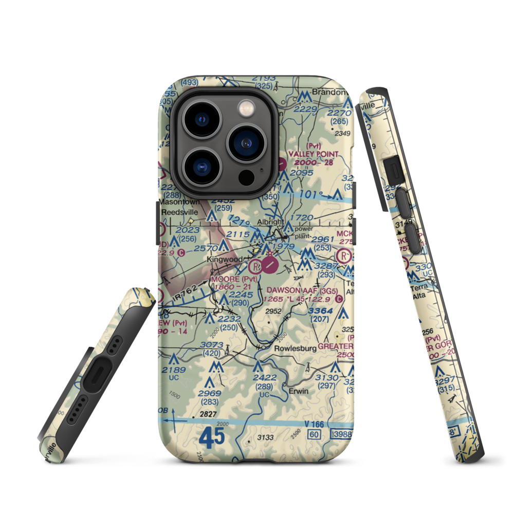 Moore Field (WV19) VFR Sectional  Tough iPhone Case iPhone 14 Pro model shown