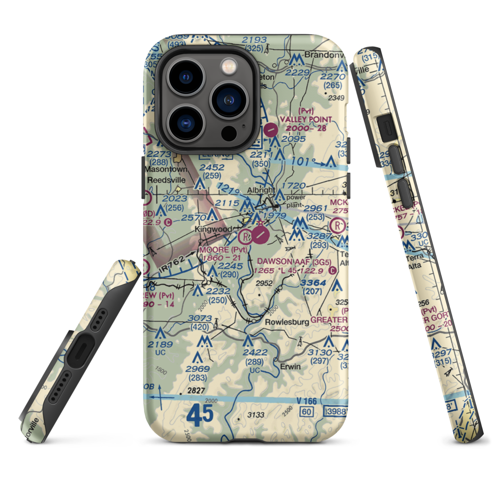 Moore Field (WV19) VFR Sectional  Tough iPhone Case iPhone 14 Pro Max model shown