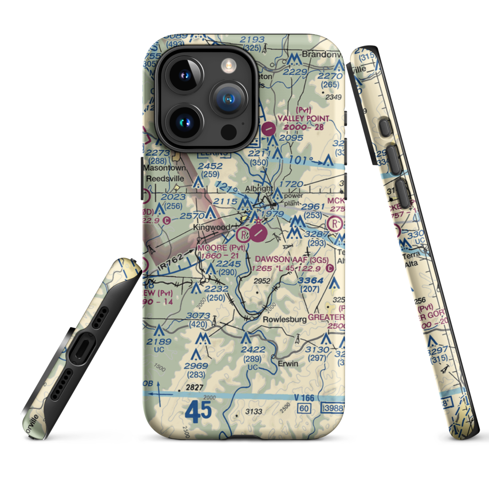 Moore Field (WV19) VFR Sectional  Tough iPhone Case iPhone 15 Pro Max model shown