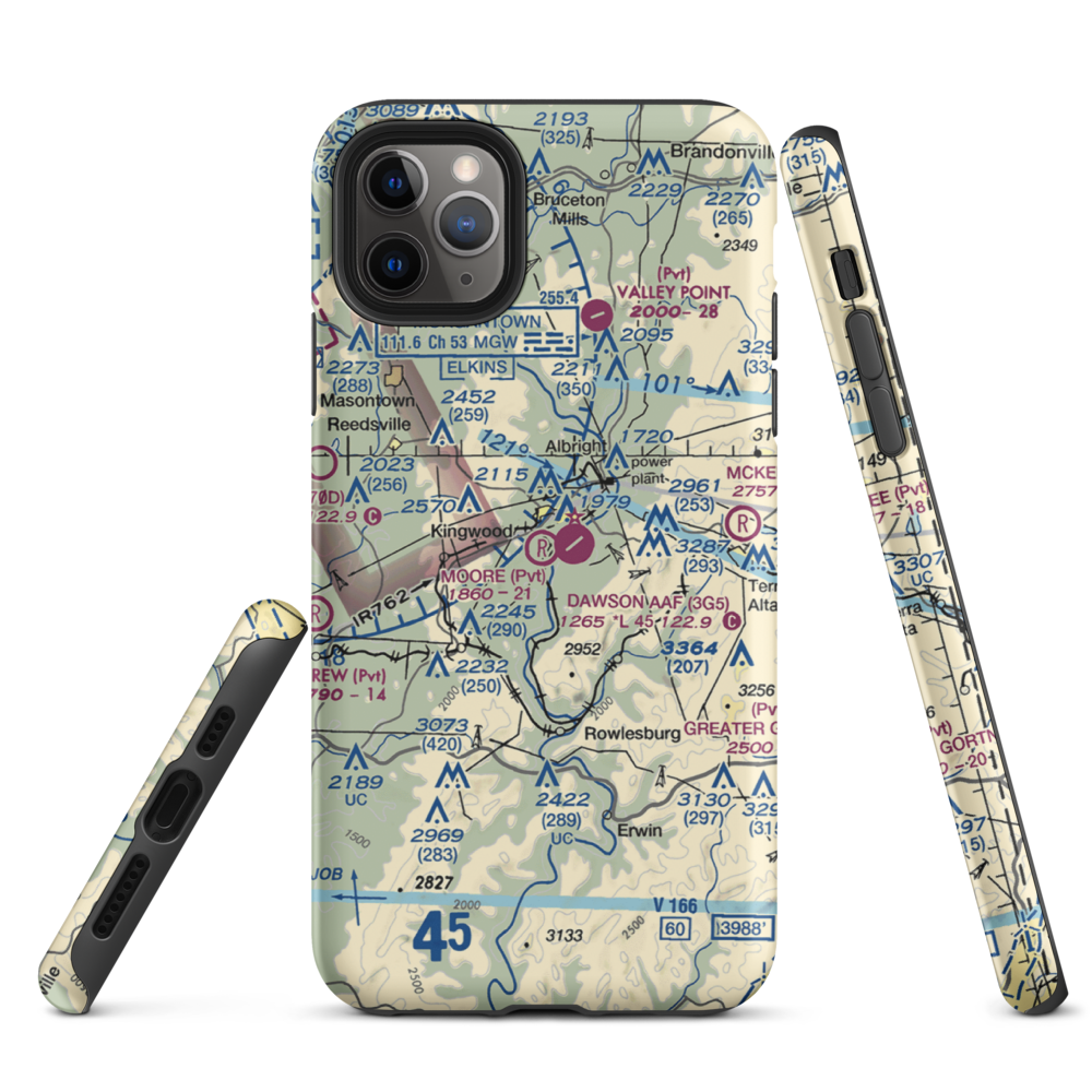 Moore Field (WV19) VFR Sectional  Tough iPhone Case iPhone 11 Pro Max model shown