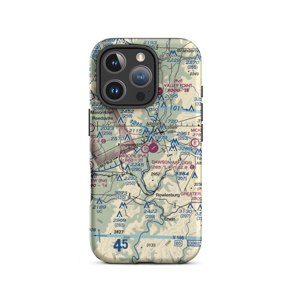 Moore Field (WV19) VFR Sectional  Tough iPhone Case iPhone 16 Pro model shown