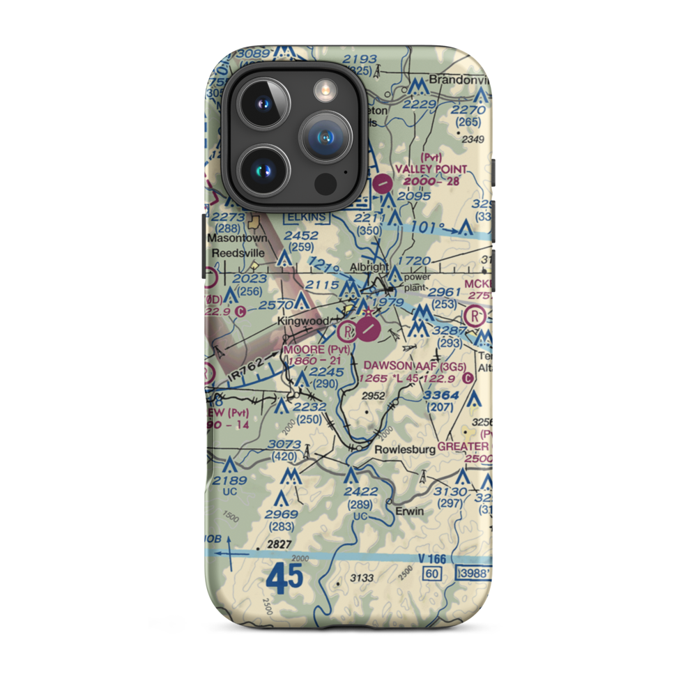 Moore Field (WV19) VFR Sectional  Tough iPhone Case iPhone 16 Pro Max model shown