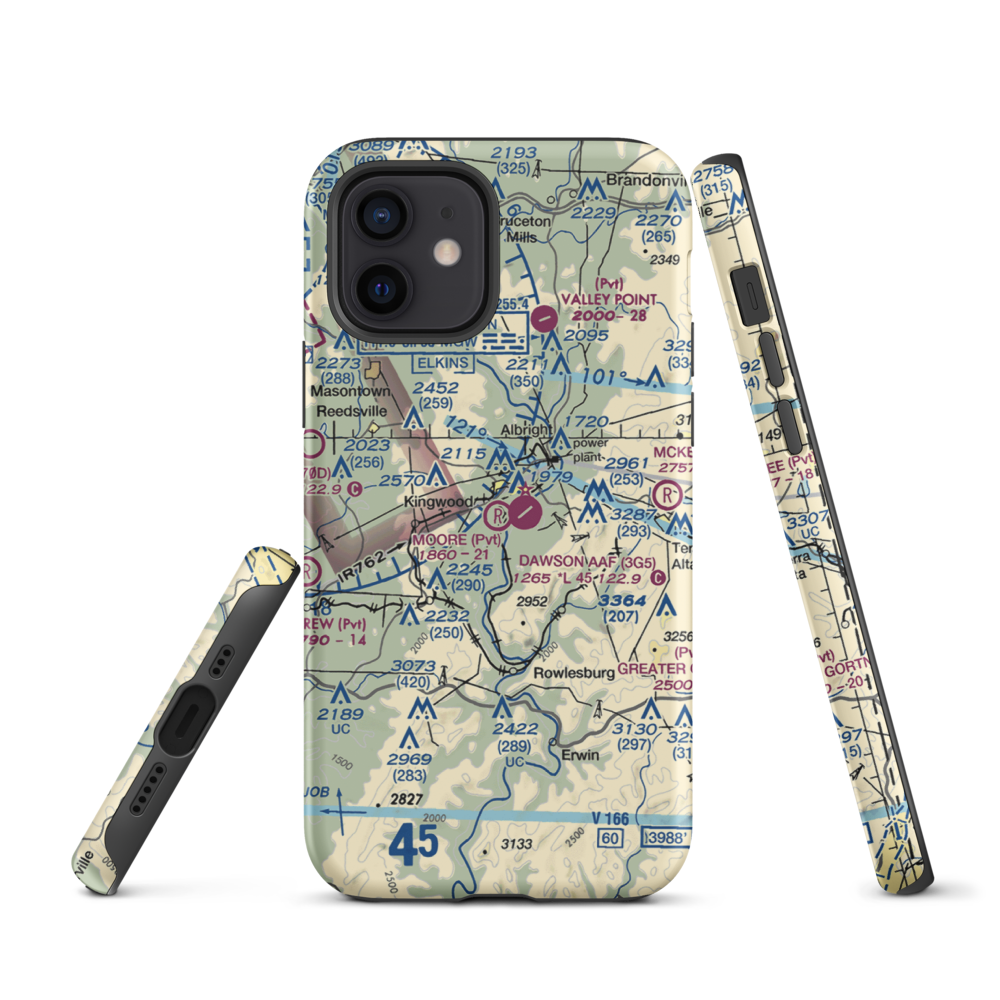 Moore Field (WV19) VFR Sectional  Tough iPhone Case iPhone 12 model shown
