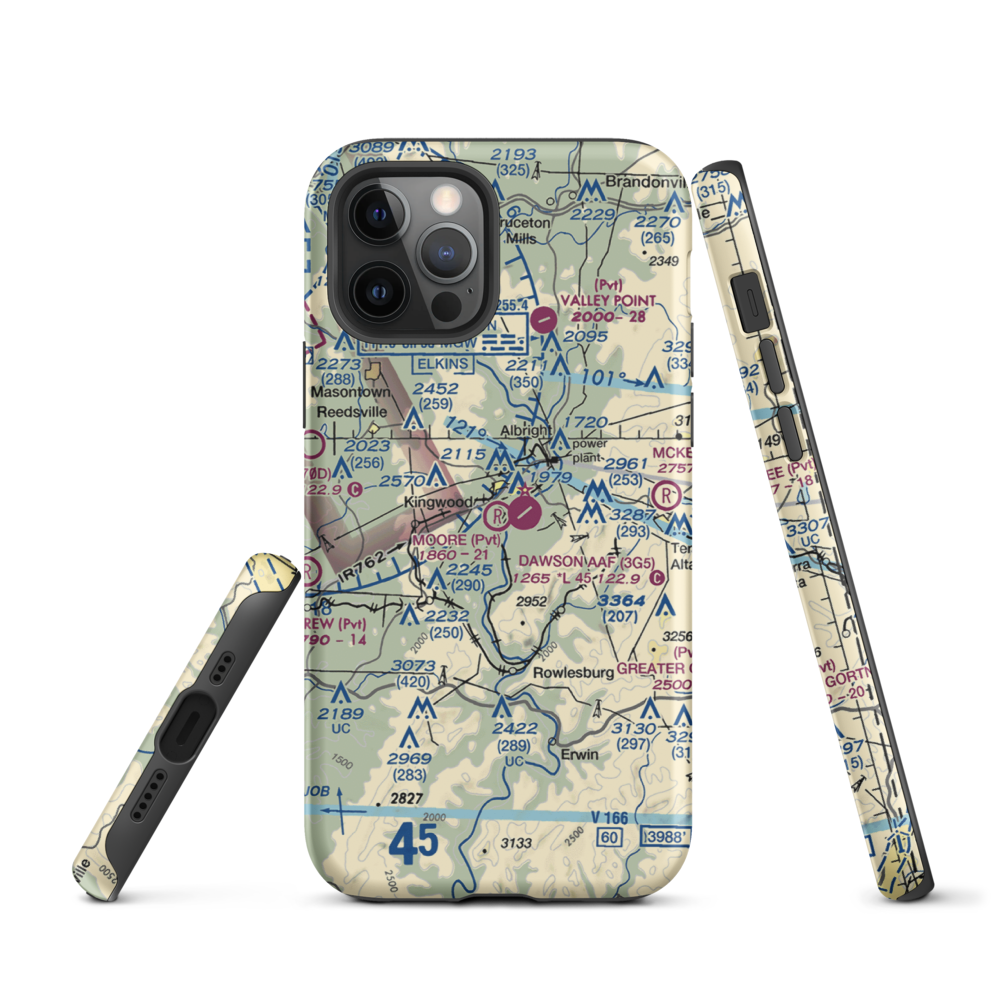 Moore Field (WV19) VFR Sectional  Tough iPhone Case iPhone 12 Pro model shown