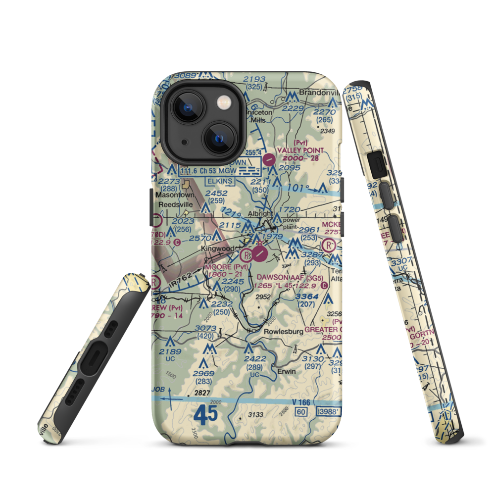 Moore Field (WV19) VFR Sectional  Tough iPhone Case iPhone 13 model shown