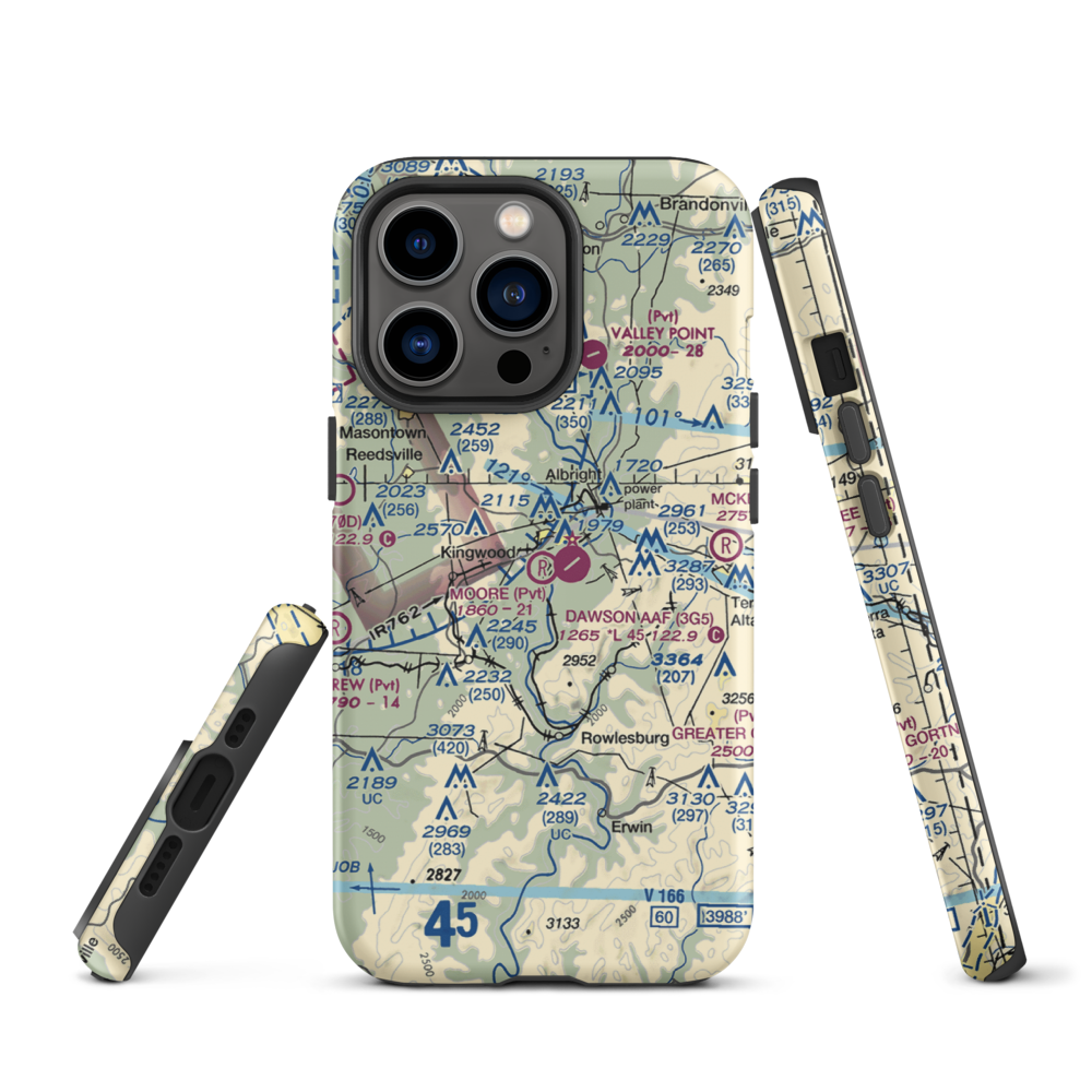 Moore Field (WV19) VFR Sectional  Tough iPhone Case iPhone 13 Pro model shown