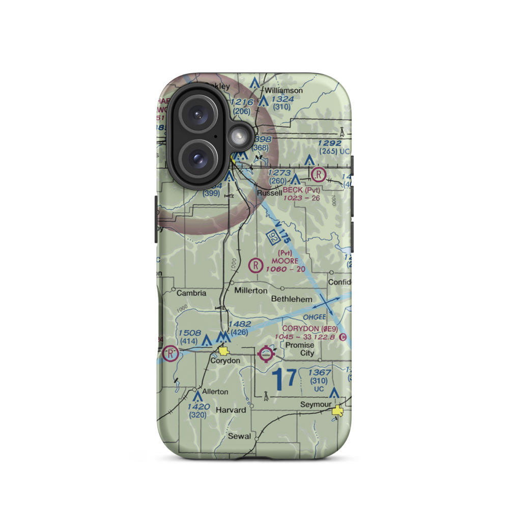 Moore Private Airport (0IA5) VFR Sectional  Tough iPhone Case iPhone 16 model shown