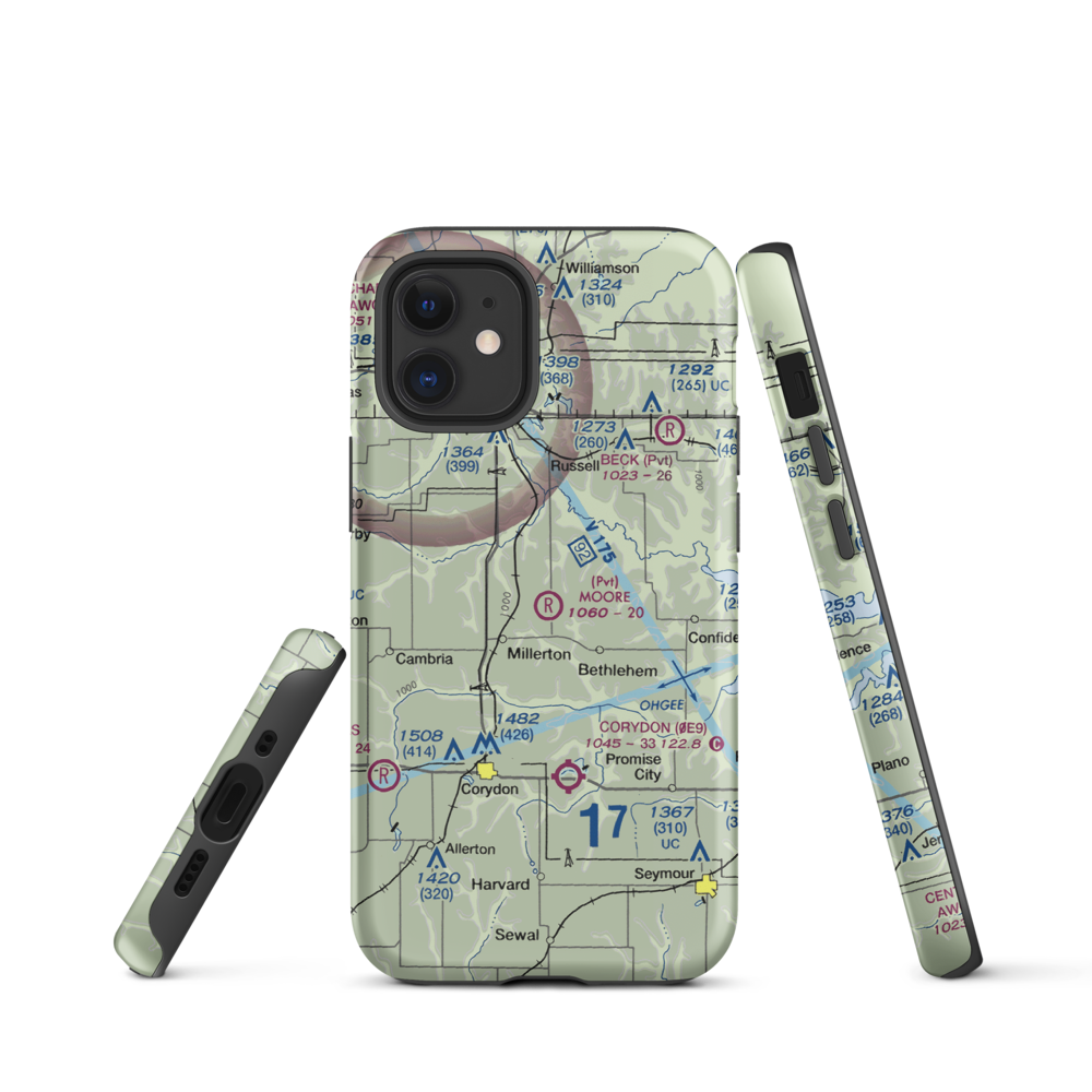 Moore Private Airport (0IA5) VFR Sectional  Tough iPhone Case iPhone 12 mini model shown