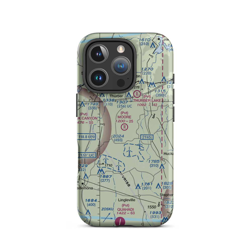 Moore Ranch Airport (83TS) VFR Sectional  Tough iPhone Case iPhone 16 Pro model shown