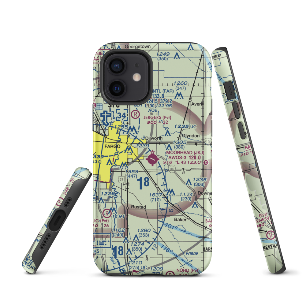 Moorhead Municipal Airport (JKJ) VFR Sectional  Tough iPhone Case iPhone 12 model shown
