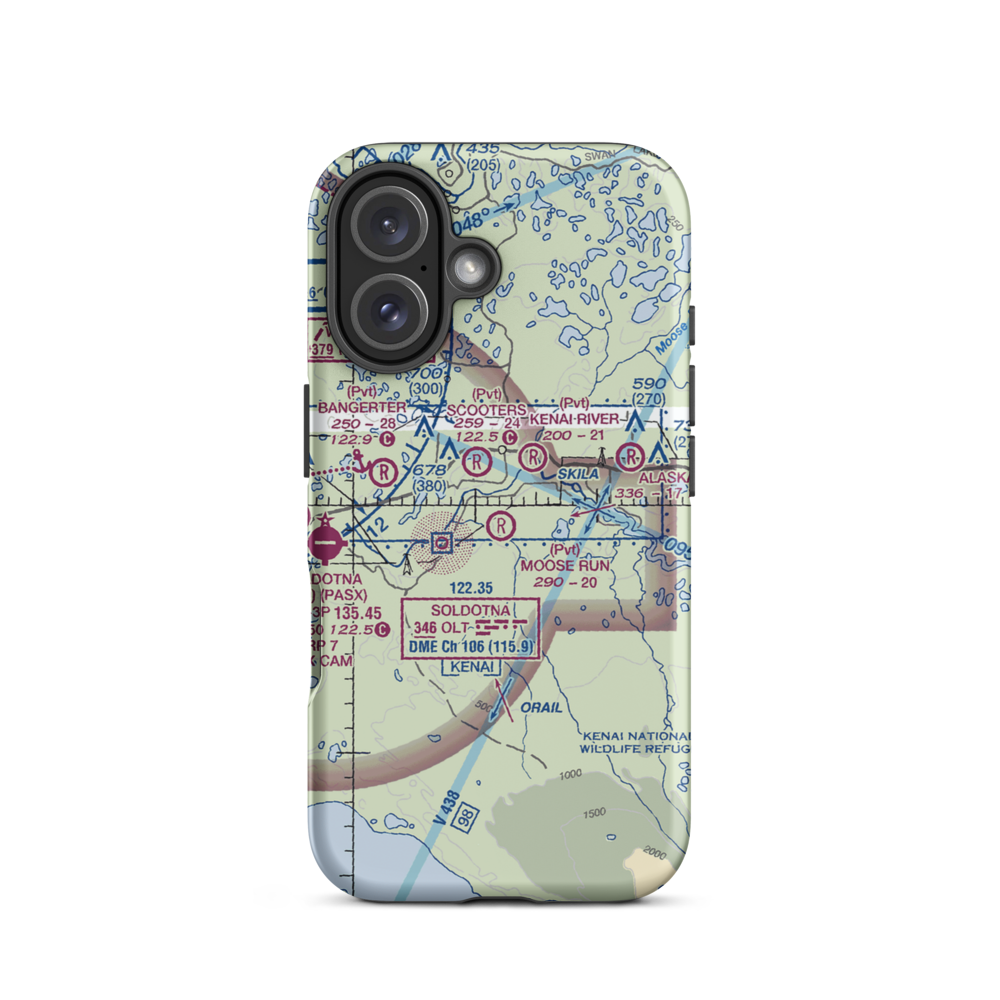 Moose Run Airstrip (AK55) VFR Sectional  Tough iPhone Case iPhone 16 model shown