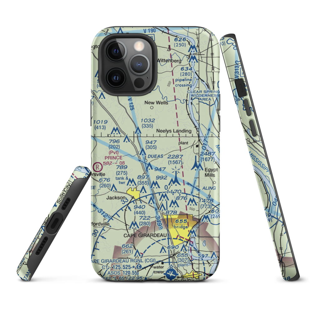 Mooseberry Airport (1MU7) VFR Sectional  Tough iPhone Case iPhone 12 Pro Max model shown