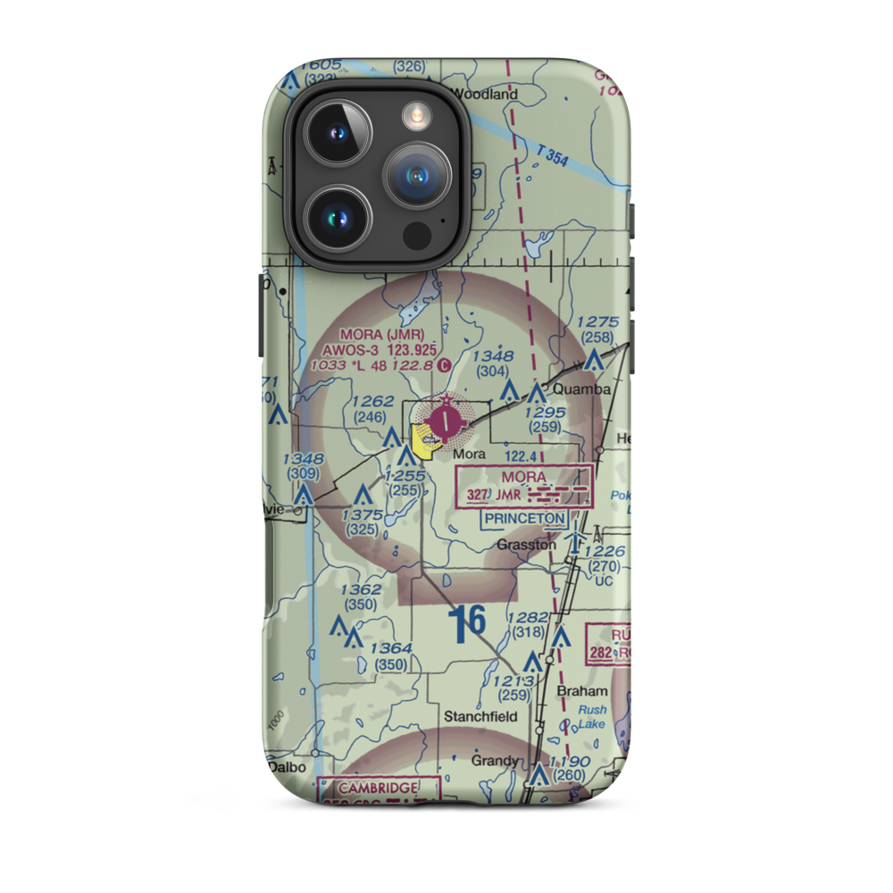 Mora Municipal Airport (JMR) VFR Sectional  Tough iPhone Case iPhone 16 Pro Max model shown