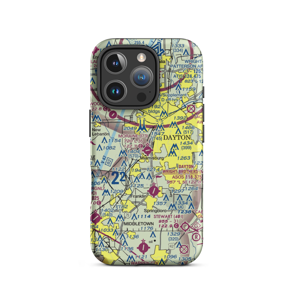 Moraine Air Park (I73) VFR Sectional  Tough iPhone Case iPhone 16 Pro model shown