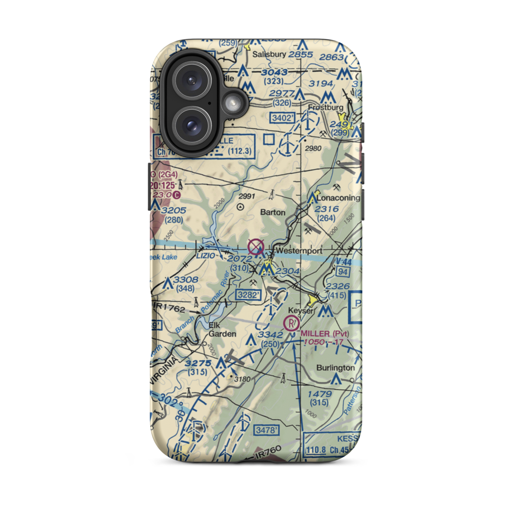 Moran Field (MD99) VFR Sectional  Tough iPhone Case iPhone 16 Plus model shown