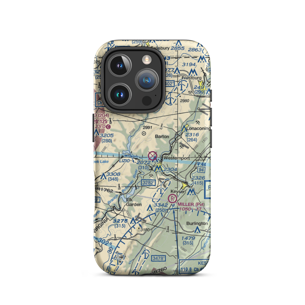 Moran Field (MD99) VFR Sectional  Tough iPhone Case iPhone 16 Pro model shown
