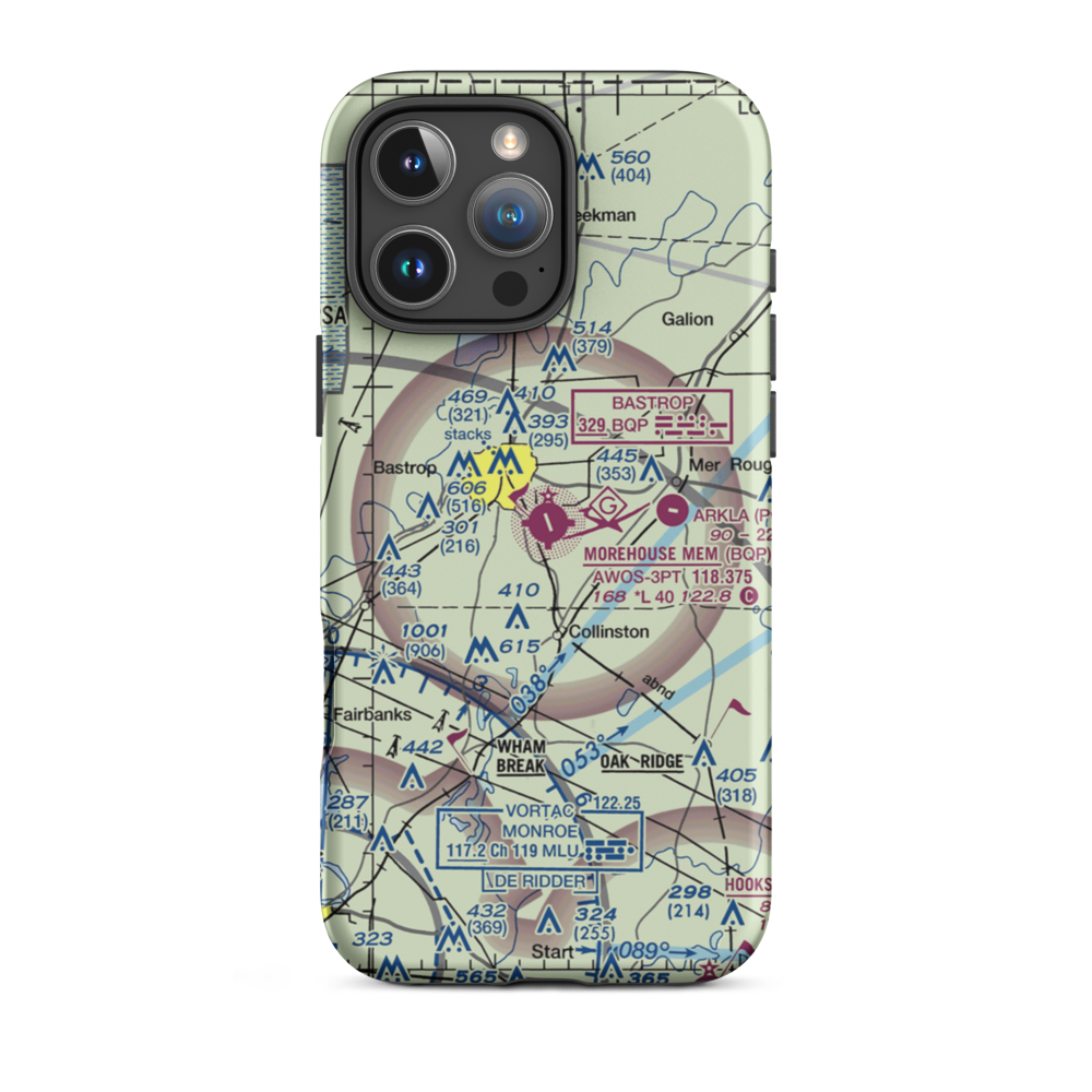 Morehouse Memorial Airport (BQP) VFR Sectional  Tough iPhone Case iPhone 16 Pro Max model shown