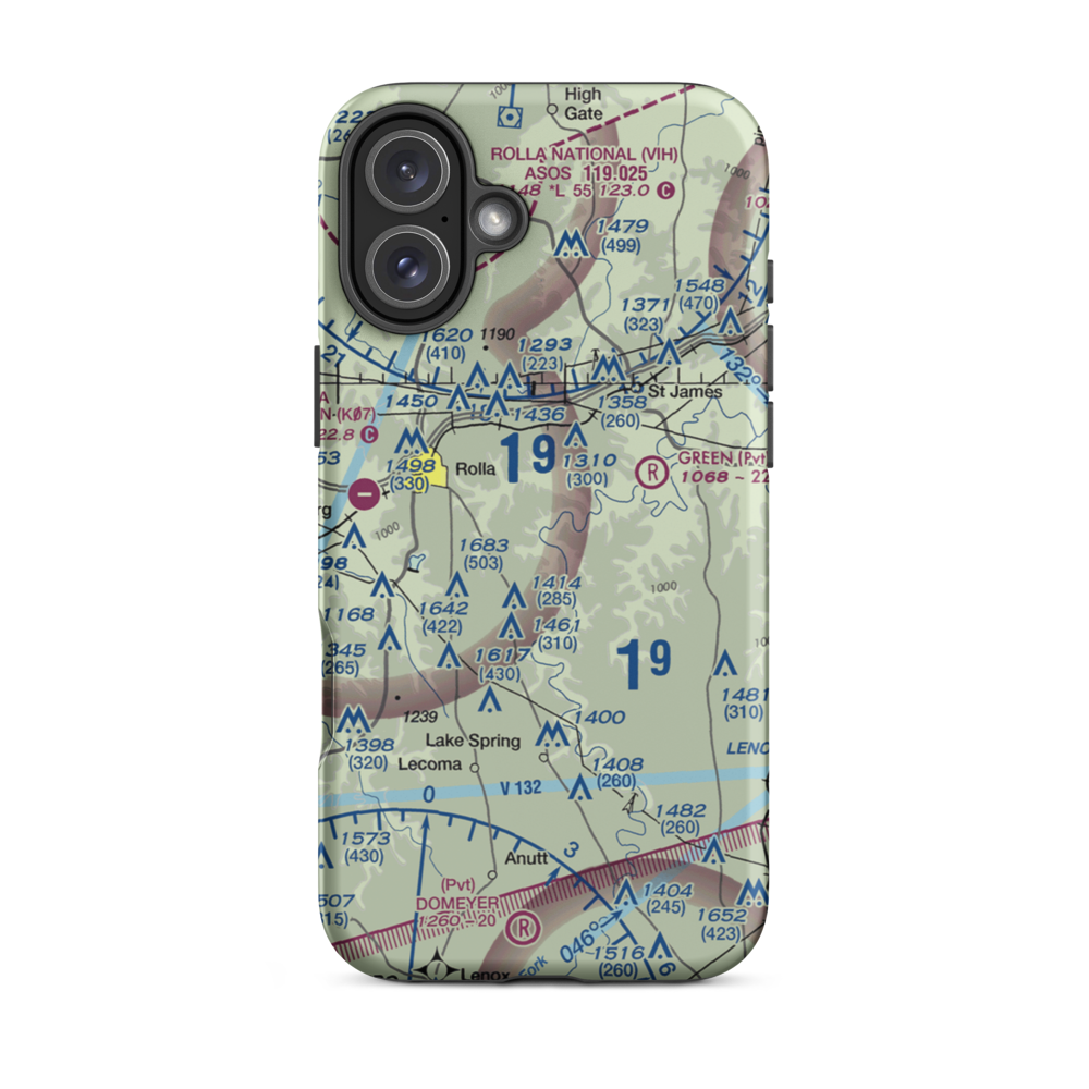 Morgan Airport (MO02) VFR Sectional  Tough iPhone Case iPhone 16 Plus model shown