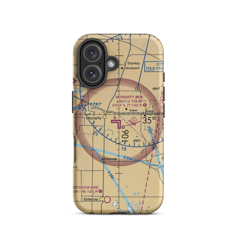Moriarty Municipal Airport (0E0) VFR Sectional  Tough iPhone Case iPhone 16 model shown