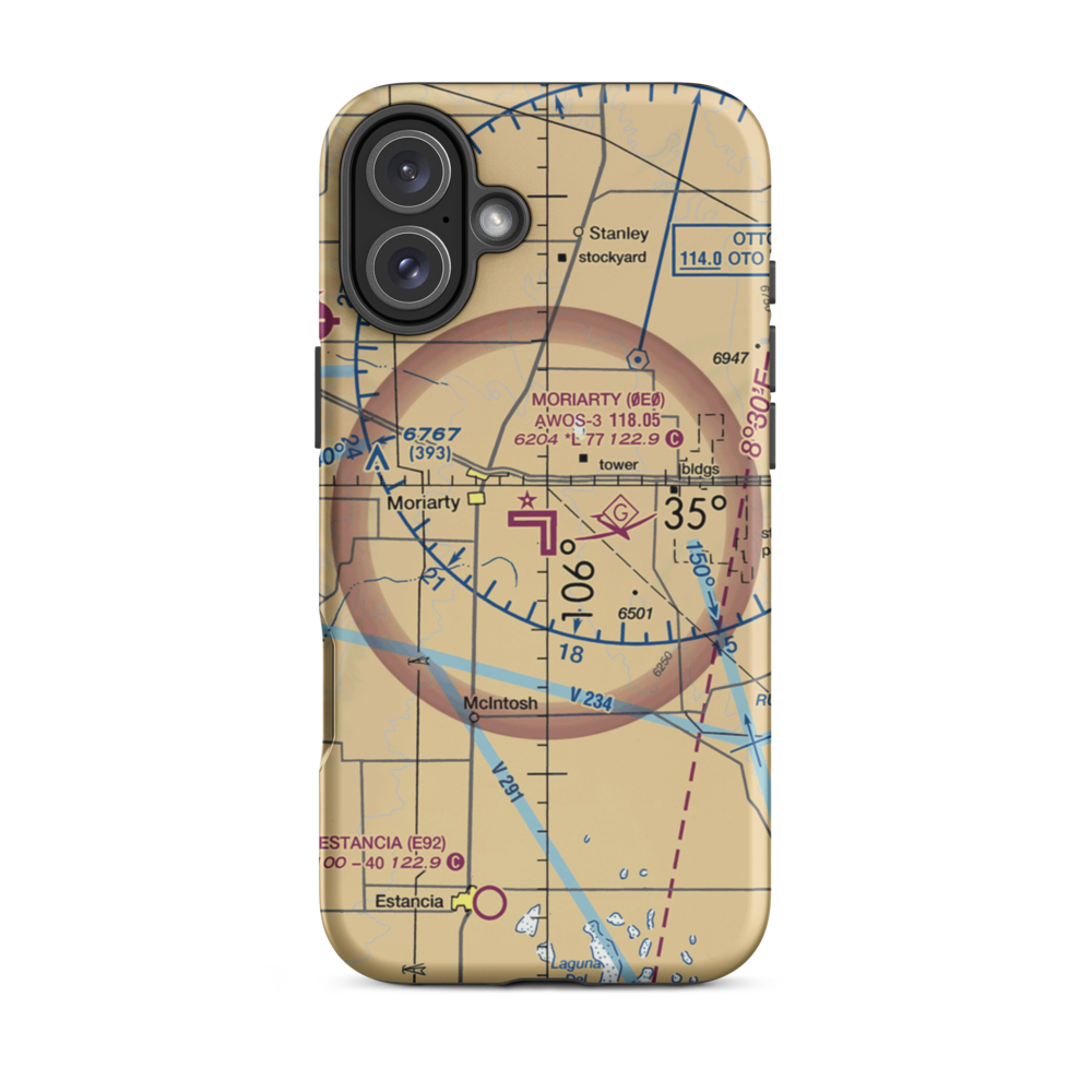 Moriarty Municipal Airport (0E0) VFR Sectional  Tough iPhone Case iPhone 16 Plus model shown