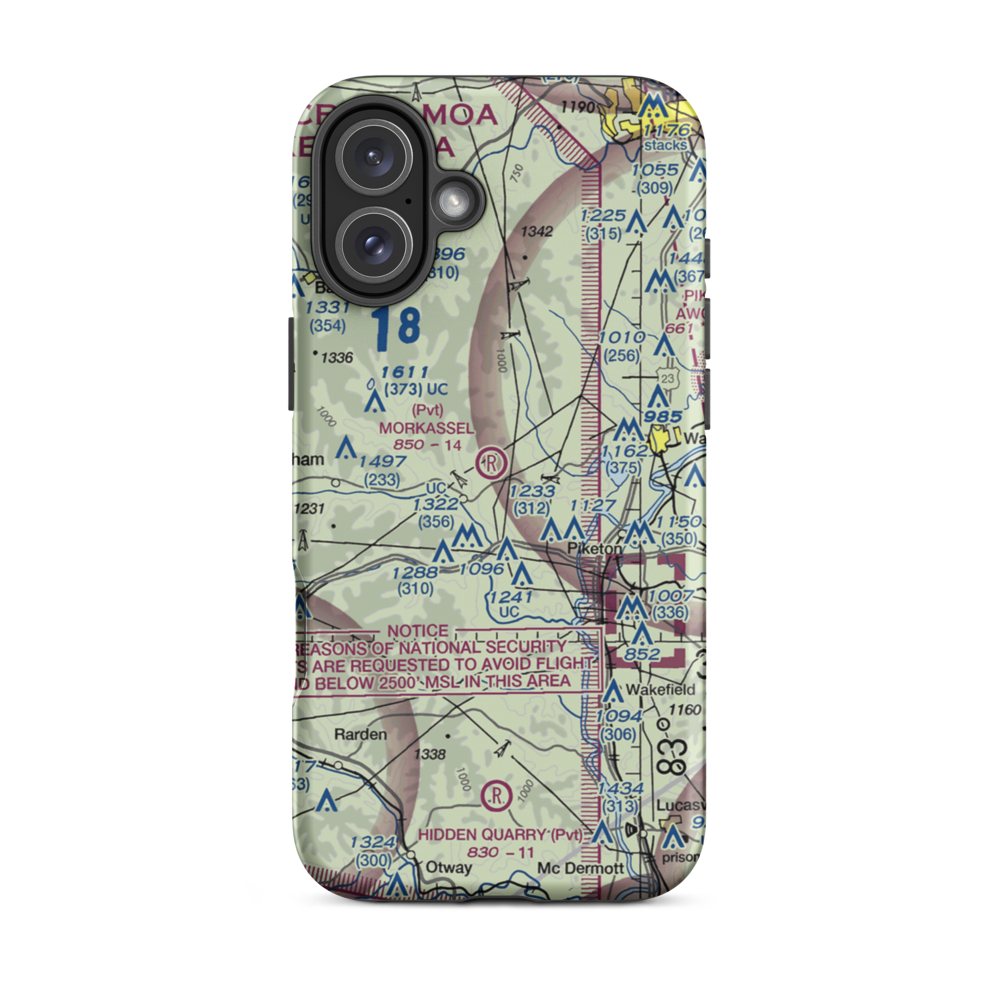 Morkassel Field (8OI9) VFR Sectional  Tough iPhone Case iPhone 16 Plus model shown