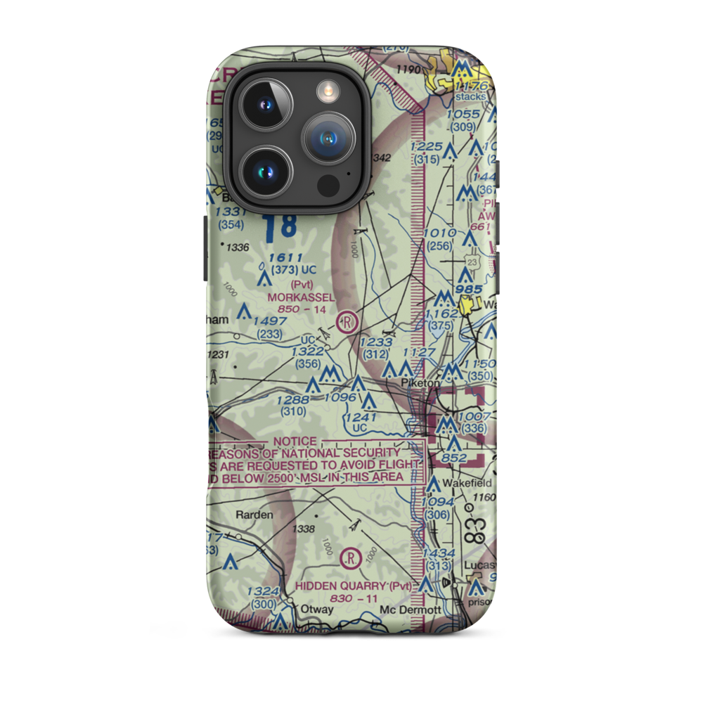 Morkassel Field (8OI9) VFR Sectional  Tough iPhone Case iPhone 16 Pro Max model shown