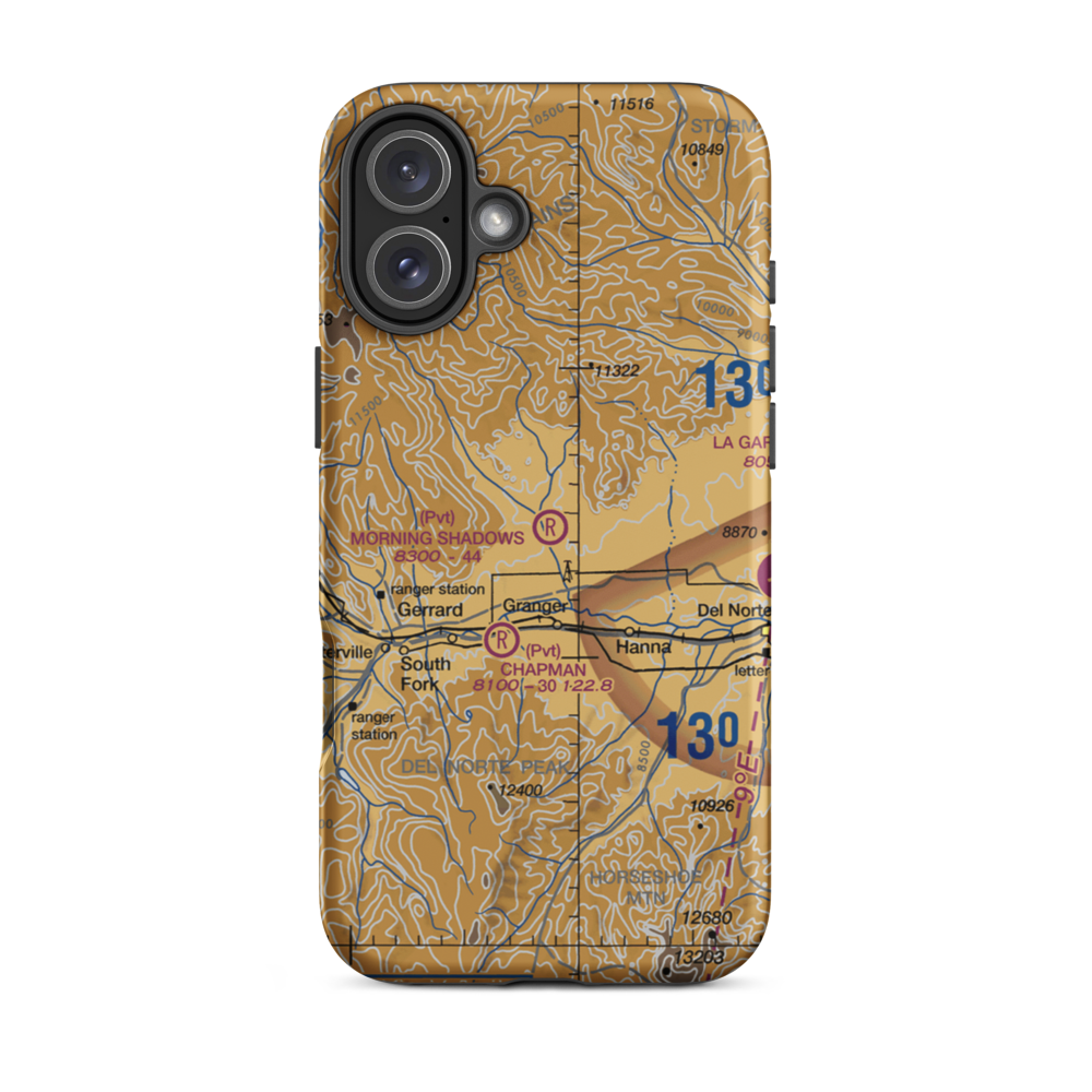 Morning Shadows Ranch Airport (CD69) VFR Sectional  Tough iPhone Case iPhone 16 Plus model shown