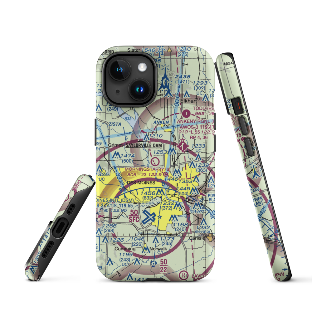 Morningstar Field (Y76) VFR Sectional  Tough iPhone Case iPhone 15 model shown