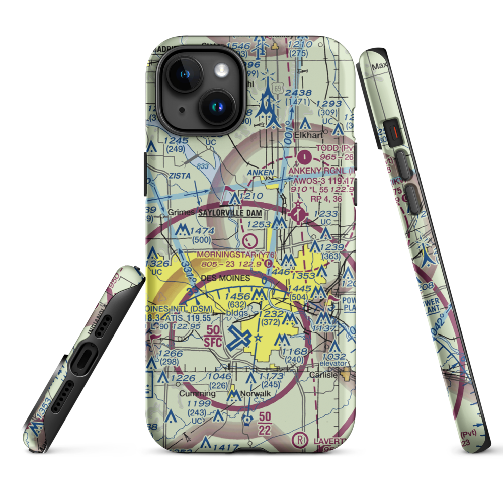 Morningstar Field (Y76) VFR Sectional  Tough iPhone Case iPhone 15 Plus model shown