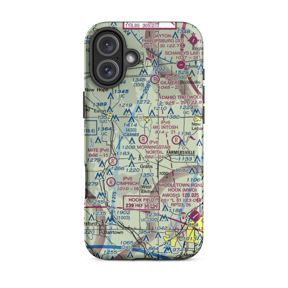 Morningstar North Airport (3OH1) VFR Sectional  Tough iPhone Case iPhone 16 Plus model shown