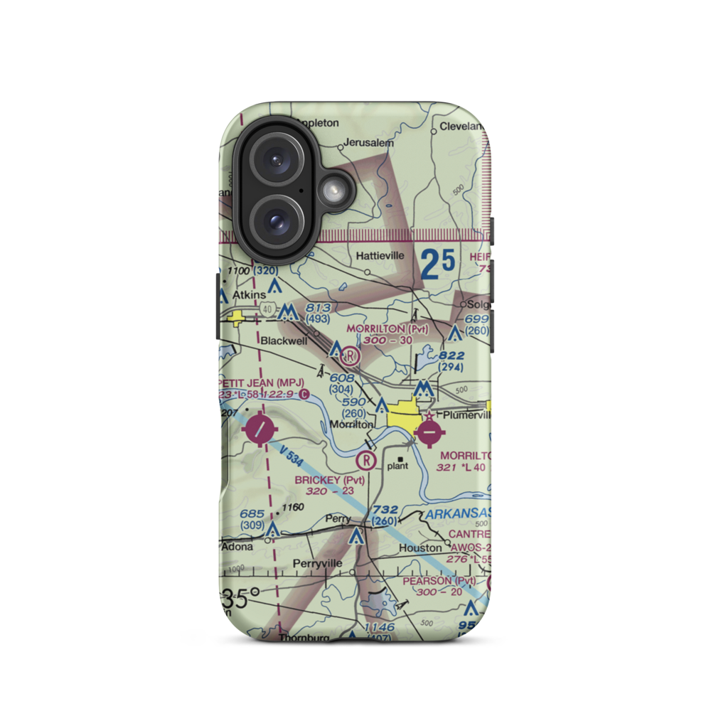 Morrilton Airport (07AR) VFR Sectional  Tough iPhone Case iPhone 16 model shown