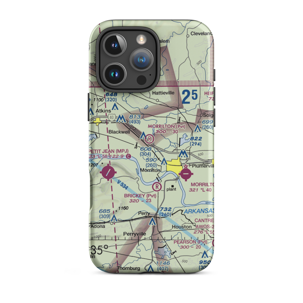 Morrilton Airport (07AR) VFR Sectional  Tough iPhone Case iPhone 16 Pro Max model shown