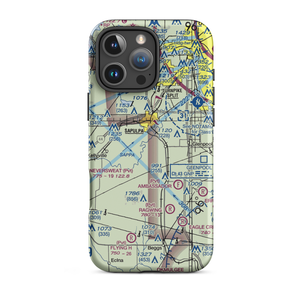 Morris Airport (OL23) VFR Sectional  Tough iPhone Case iPhone 16 Pro Max model shown