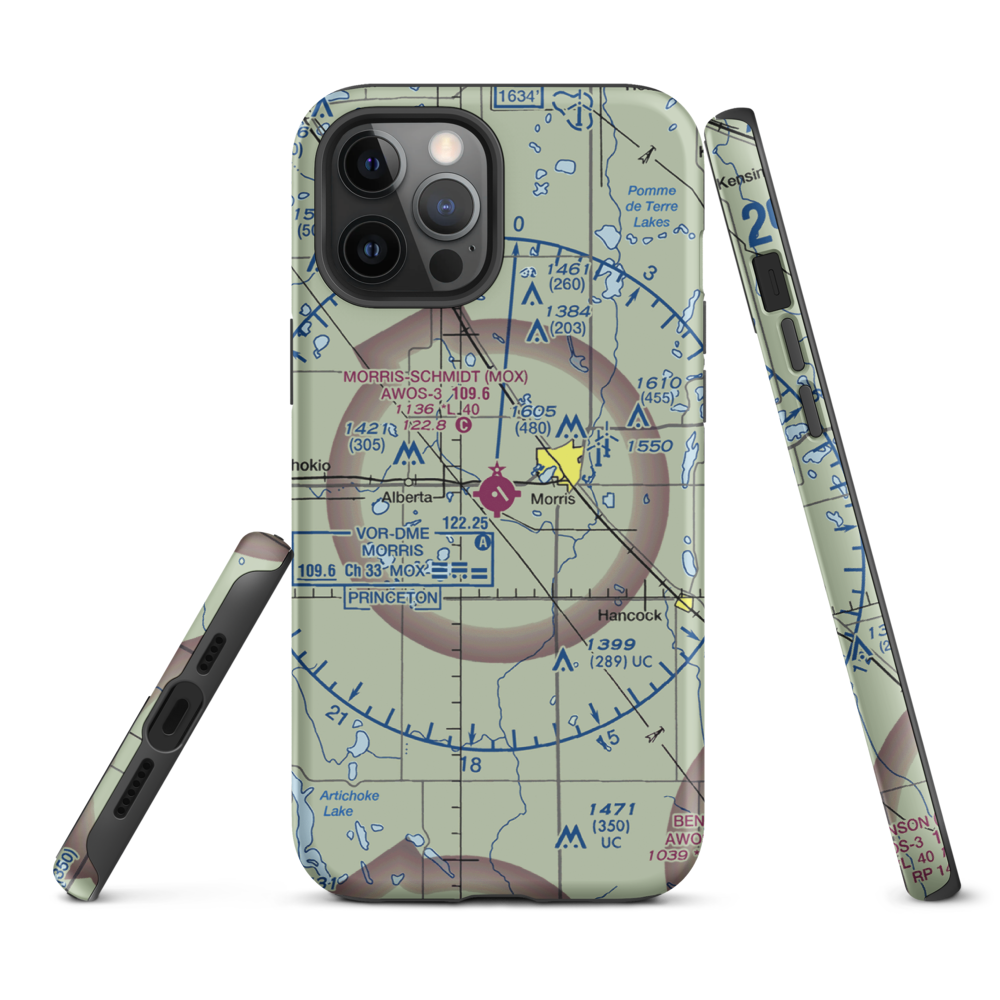 Morris Municipal - Charlie Schmidt Airport (MOX) VFR Sectional  Tough iPhone Case iPhone 12 Pro Max model shown