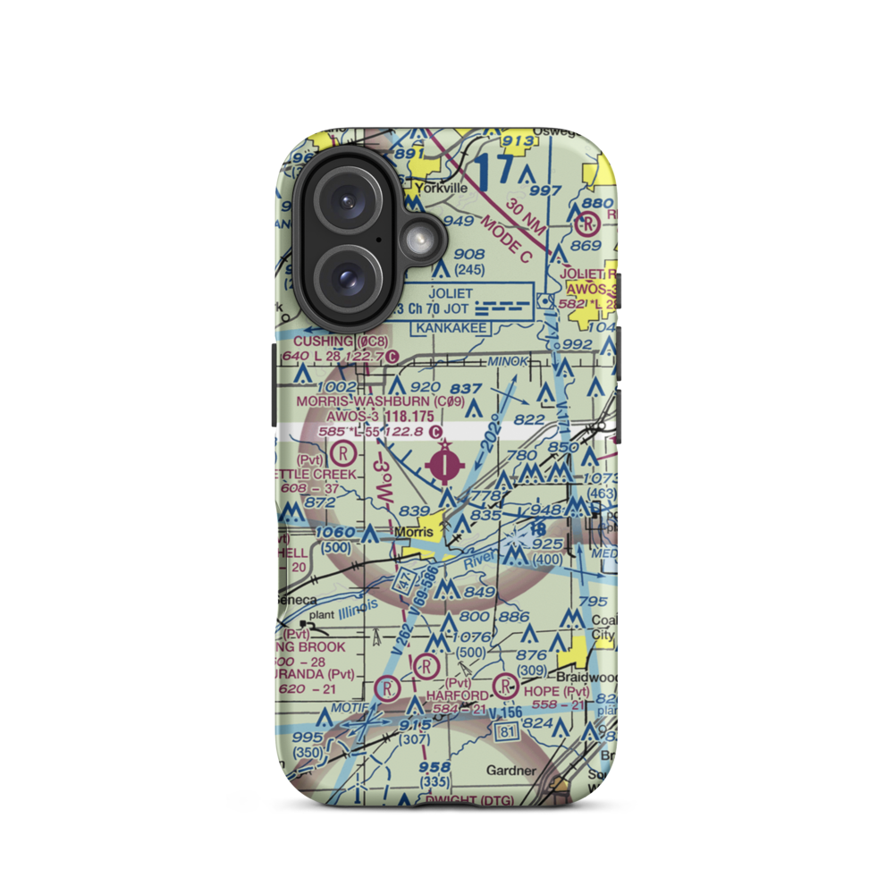 Morris Municipal James R. Washburn field (C09) VFR Sectional  Tough iPhone Case iPhone 16 model shown