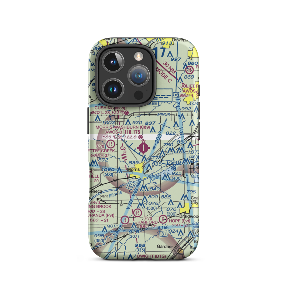 Morris Municipal James R. Washburn field (C09) VFR Sectional  Tough iPhone Case iPhone 16 Pro model shown
