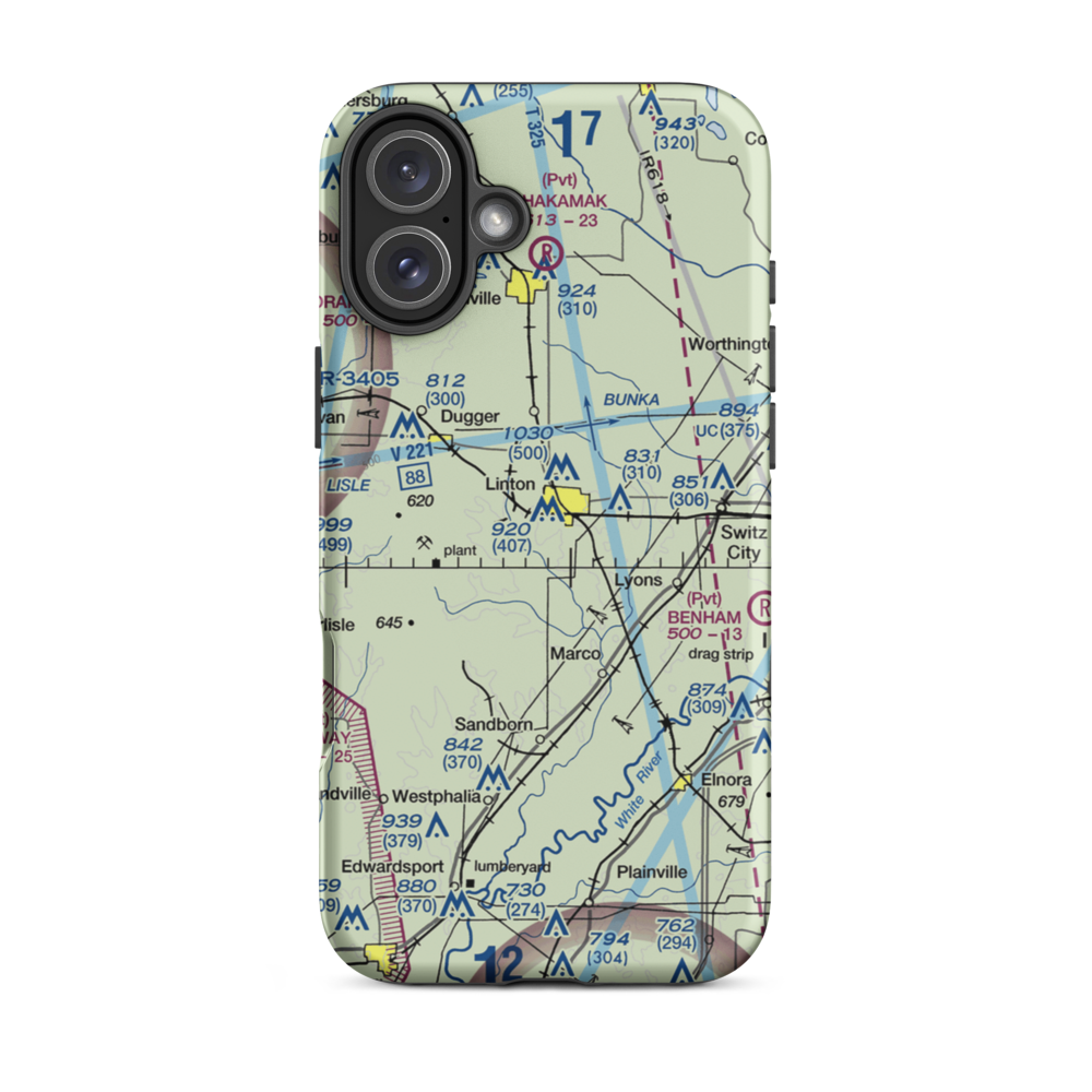 Morrison Flight Park Ultralightport (0IN6) VFR Sectional  Tough iPhone Case iPhone 16 Plus model shown