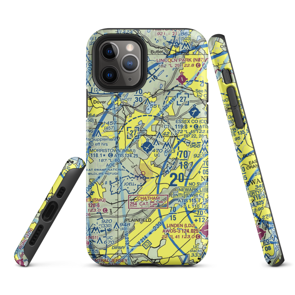 Morristown Municipal Airport (MMU) VFR Sectional  Tough iPhone Case iPhone 11 Pro model shown