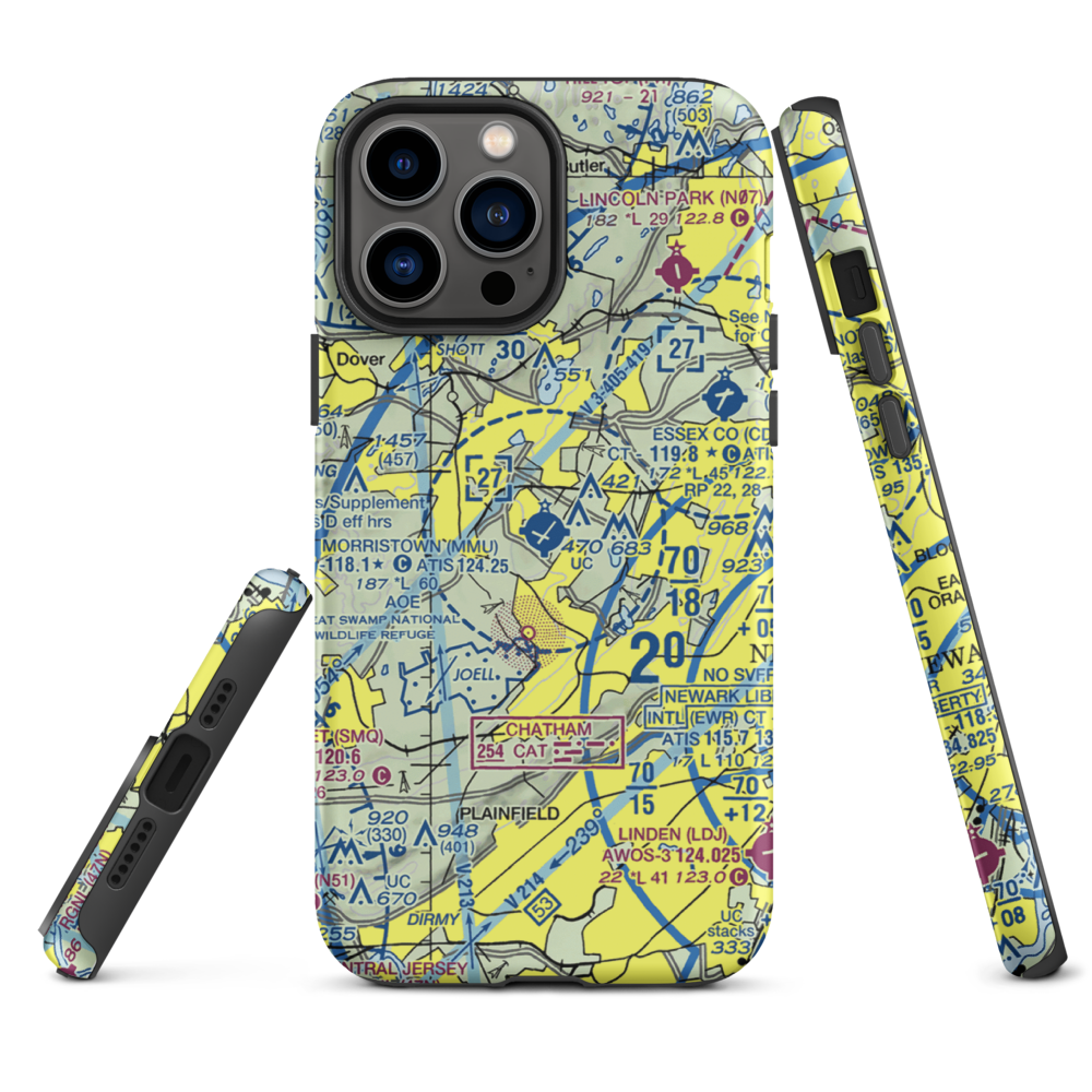 Morristown Municipal Airport (MMU) VFR Sectional  Tough iPhone Case iPhone 13 Pro Max model shown