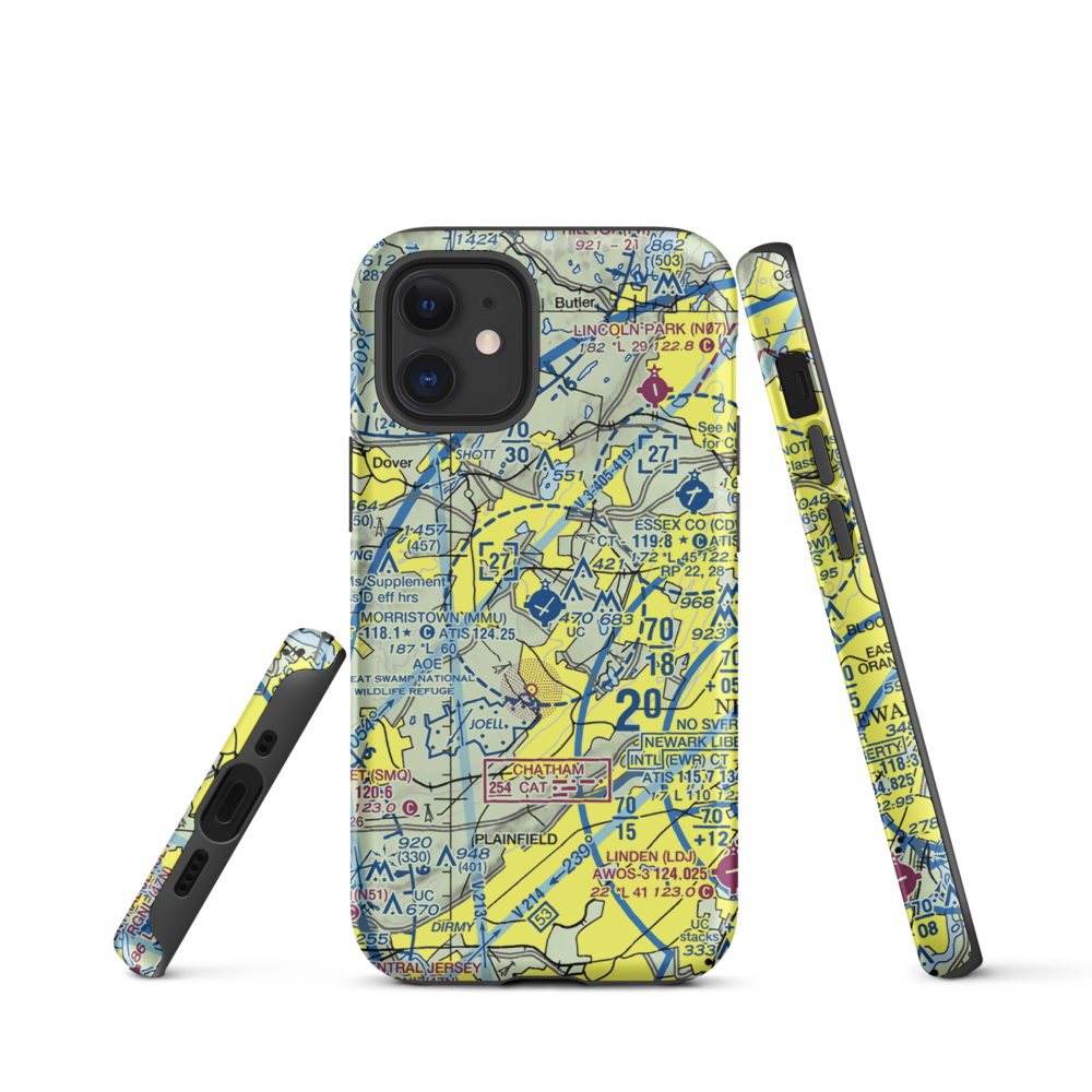 Morristown Municipal Airport (MMU) VFR Sectional  Tough iPhone Case iPhone 12 mini model shown