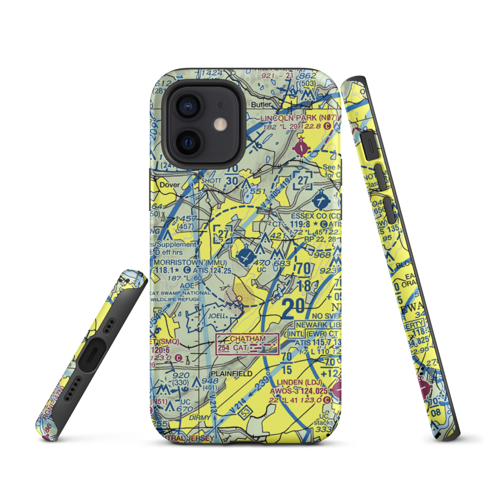 Morristown Municipal Airport (MMU) VFR Sectional  Tough iPhone Case iPhone 12 model shown