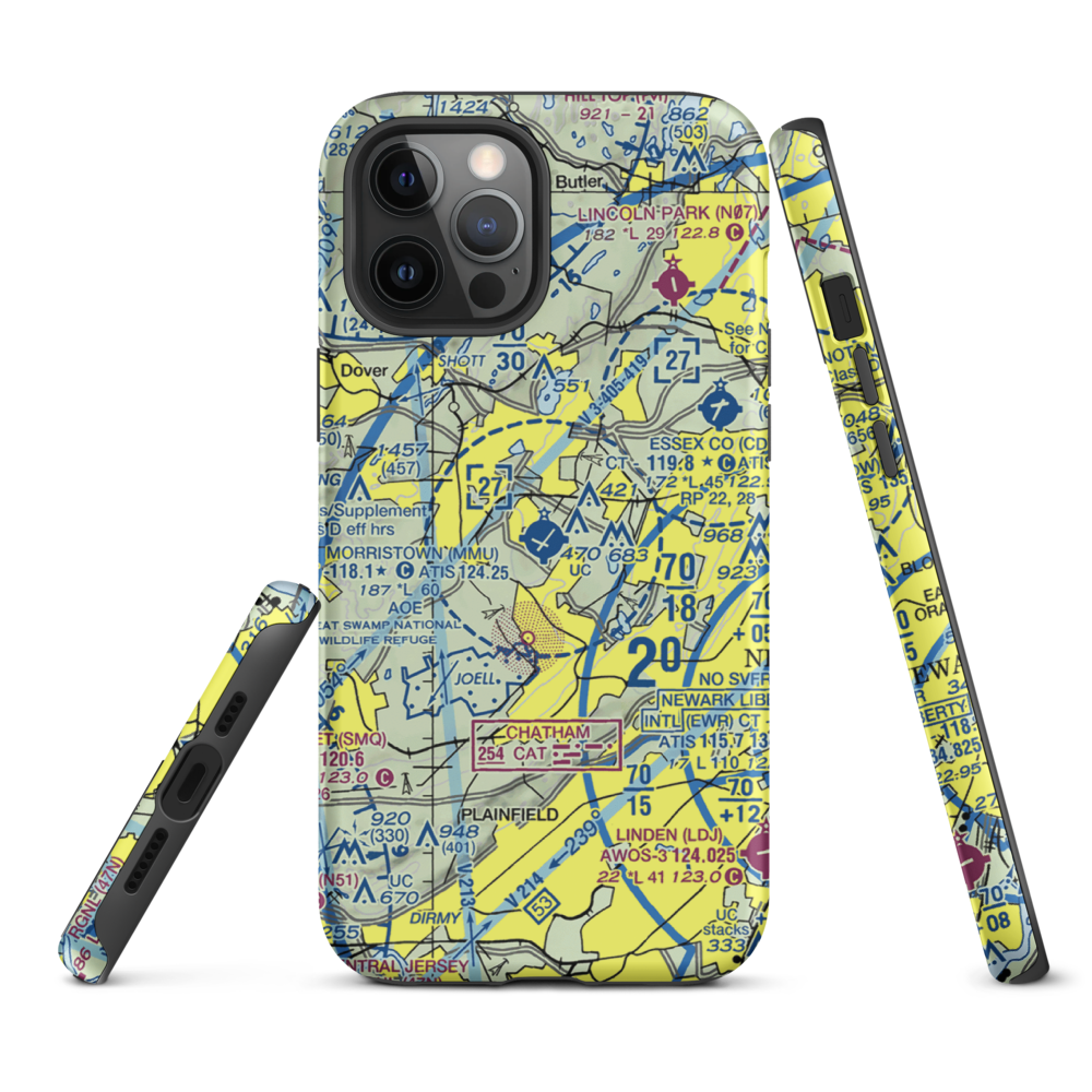Morristown Municipal Airport (MMU) VFR Sectional  Tough iPhone Case iPhone 12 Pro Max model shown