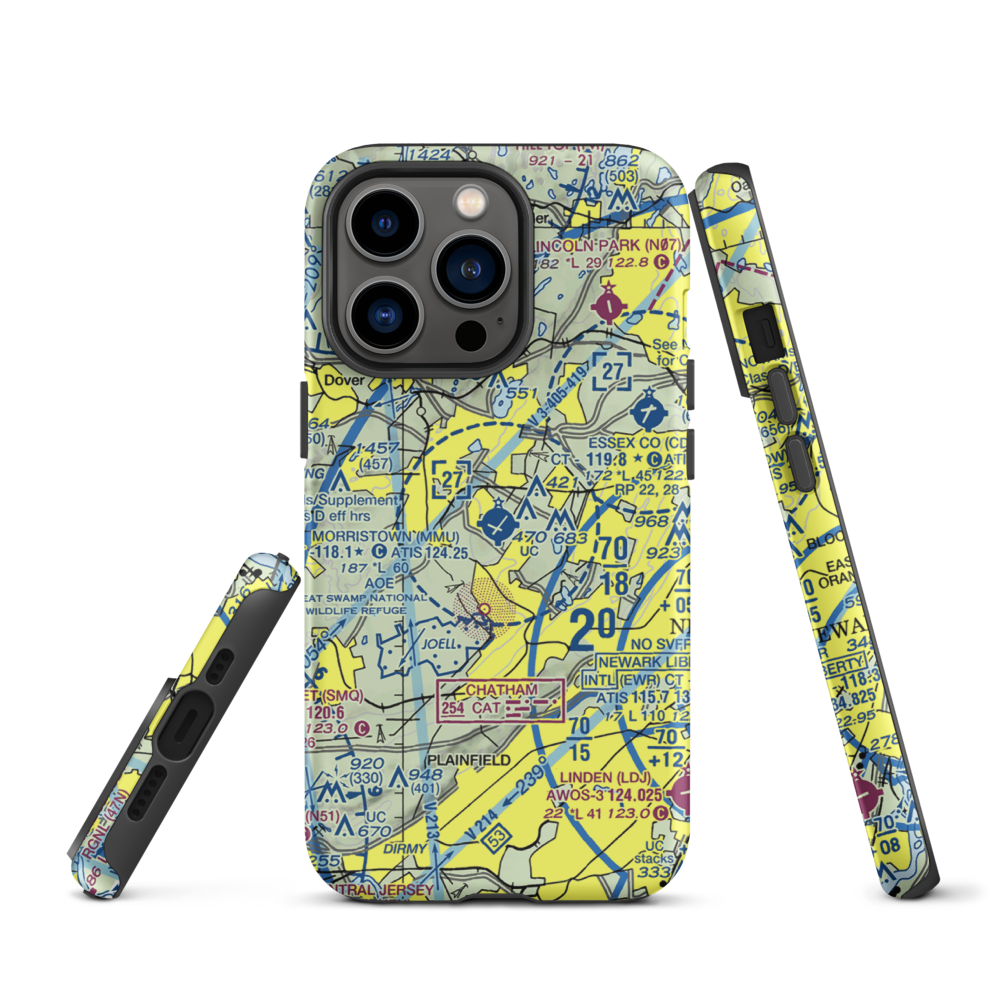 Morristown Municipal Airport (MMU) VFR Sectional  Tough iPhone Case iPhone 13 Pro model shown