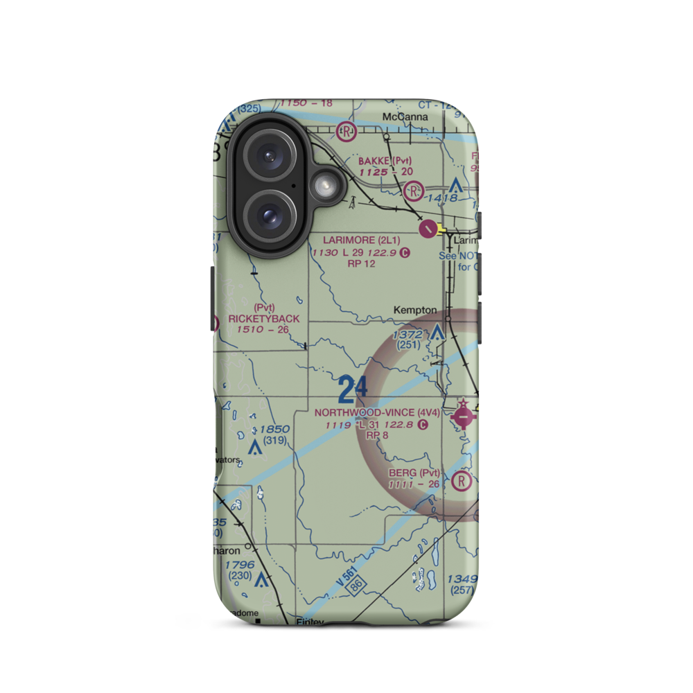 Morten Airport (62ND) VFR Sectional  Tough iPhone Case iPhone 16 model shown