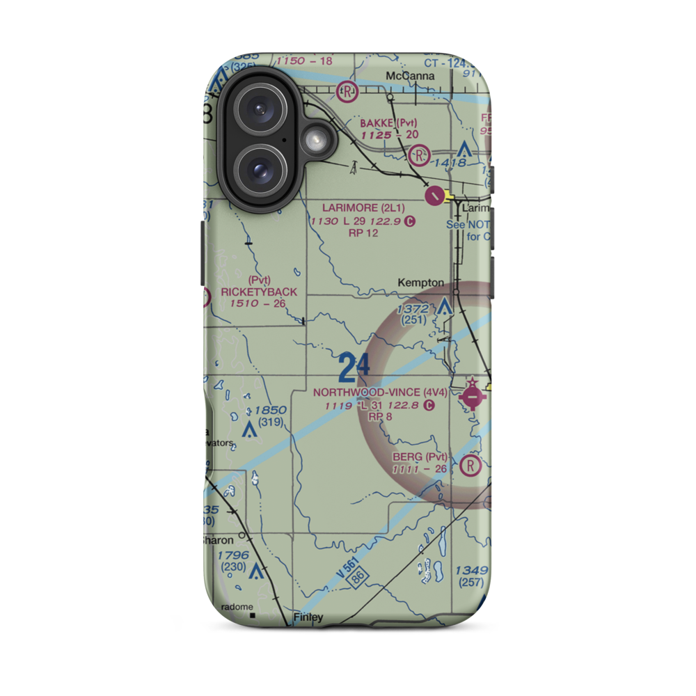 Morten Airport (62ND) VFR Sectional  Tough iPhone Case iPhone 16 Plus model shown