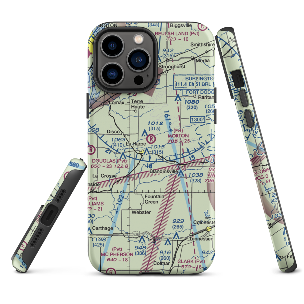Morton Airport (IS55) VFR Sectional  Tough iPhone Case iPhone 13 Pro Max model shown