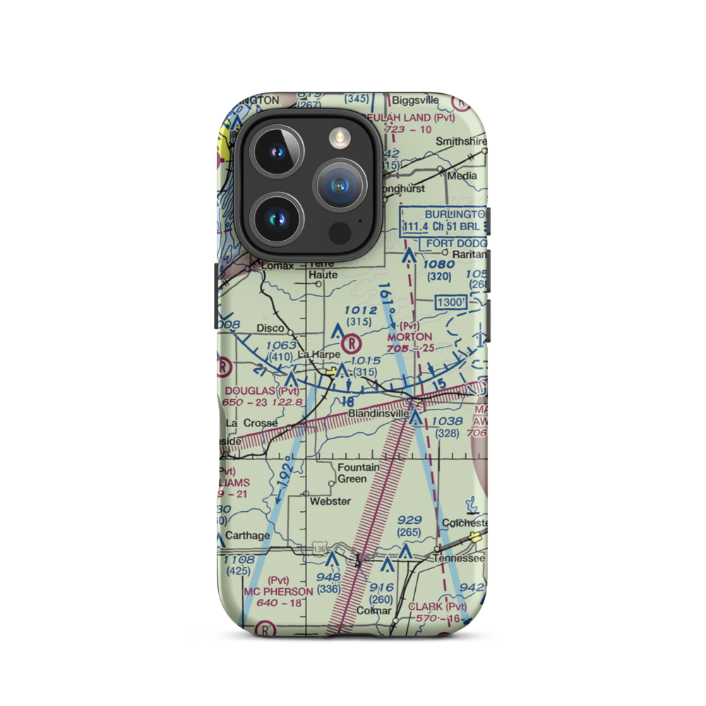 Morton Airport (IS55) VFR Sectional  Tough iPhone Case iPhone 16 Pro model shown