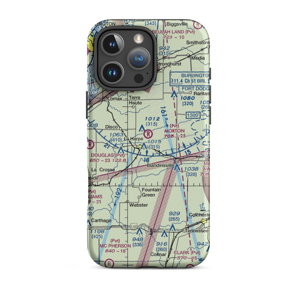 Morton Airport (IS55) VFR Sectional  Tough iPhone Case iPhone 16 Pro Max model shown