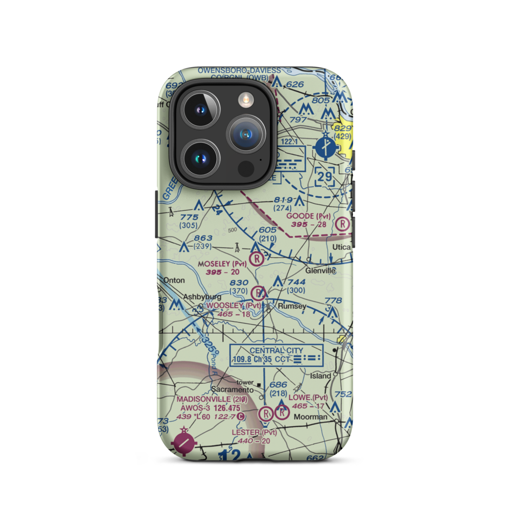 Moseley Field (4KY4) VFR Sectional  Tough iPhone Case iPhone 16 Pro model shown