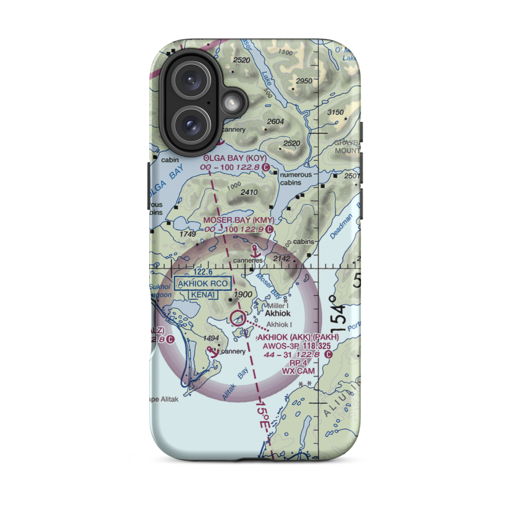 Moser Bay Seaplane Base (KMY) VFR Sectional  Tough iPhone Case iPhone 16 Plus model shown